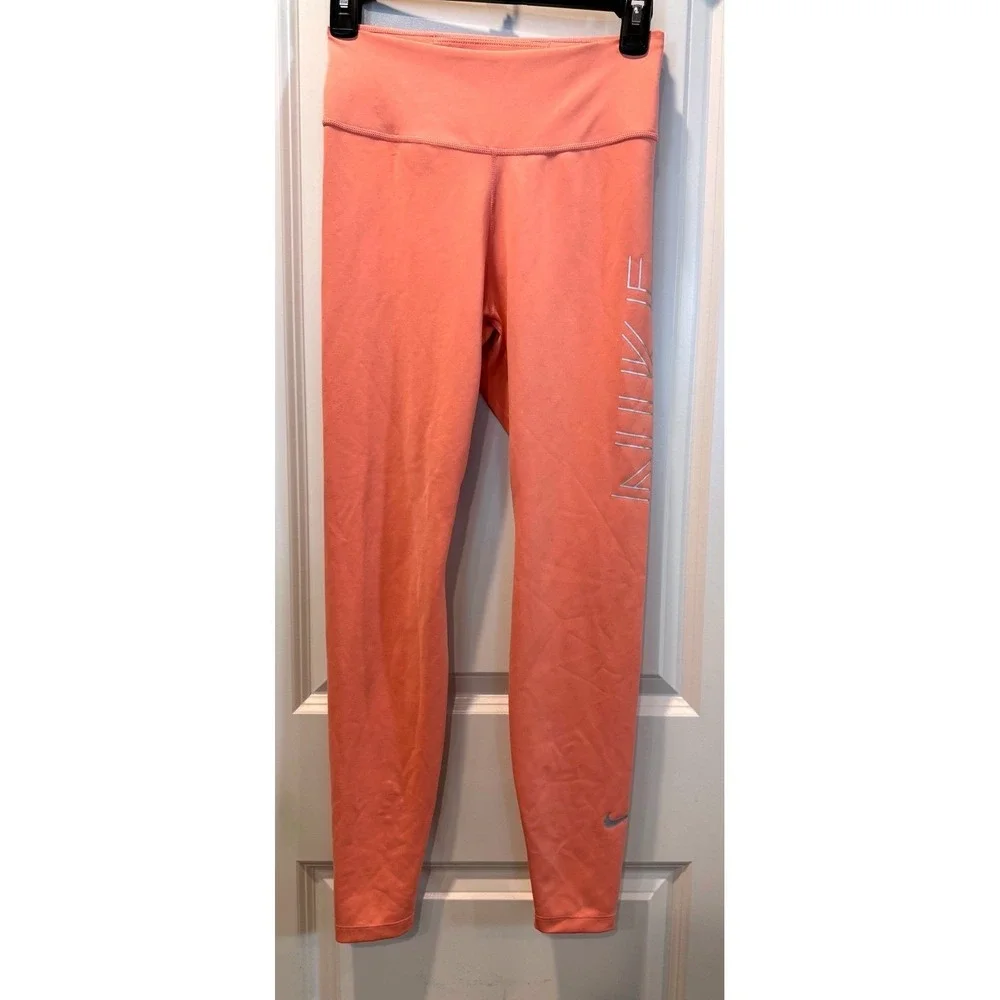 Nike Dri-FIT Womens High Waisted Graphic‎ Leggings Coral Pink 44559-671487 S
